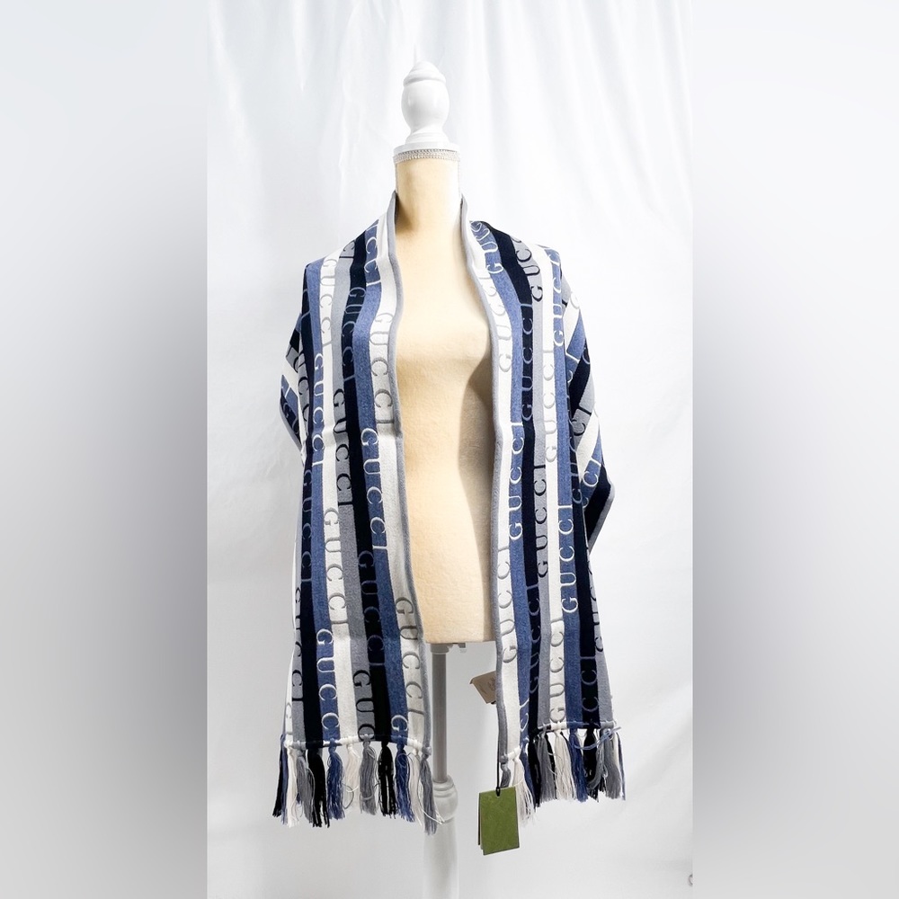 GUCCI Logo Stripe Wool 2021 Scarf w/ Tags
